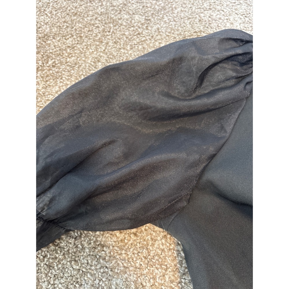 Dazy Puff Sleeve Mini Dress Women XL Black Excellent Sheer Short Sleeve Zip Up - Picture 3 of 3